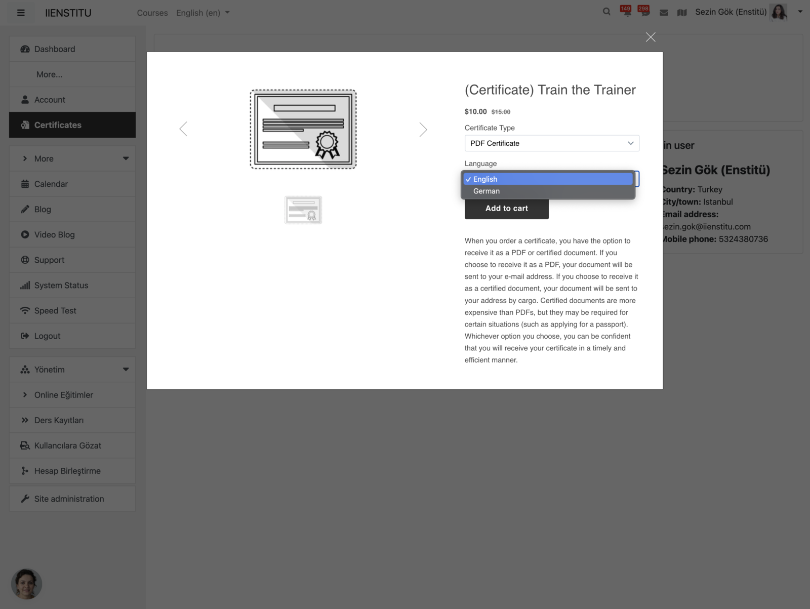 Choosing language preference